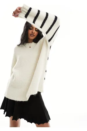 ASOS Maglione girocollo color crema con righe sul retro