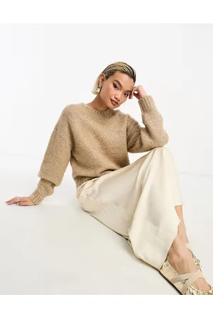 & OTHER STORIES Maglione in misto lana e alpaca beige con filato oro metallizzato