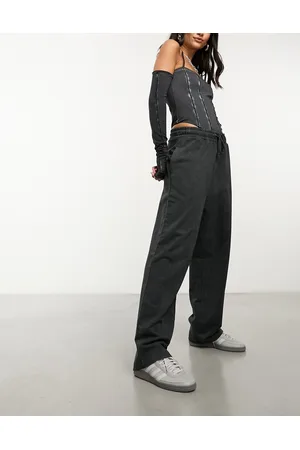 COLLUSION Joggers dritti oversize neri lavaggio acido