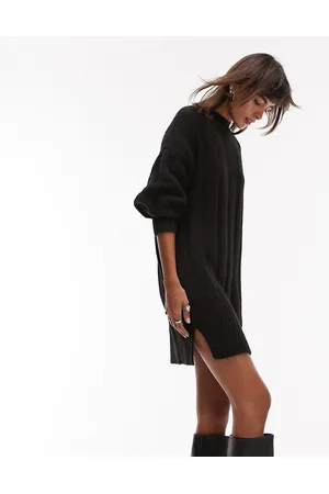 Topshop Vestito corto a coste larghe con scollo a imbuto
