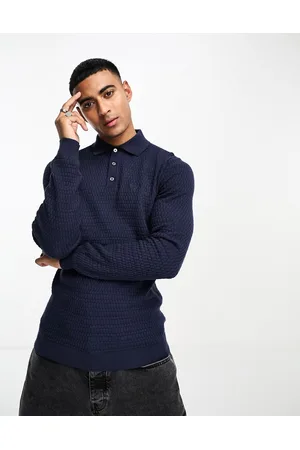 Barbour Thornbury - Polo in maglia a maniche lunghe blu navy