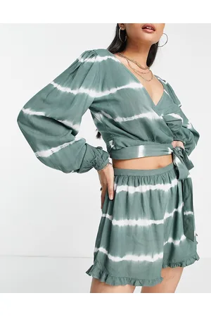 Iisla & Bird Esclusiva - Pantaloncini da mare kaki tie-dye in coordinato