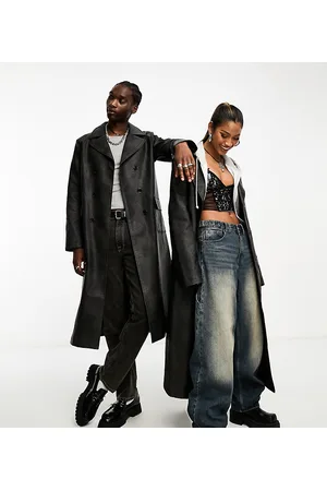 Reclaimed Trench taglio lungo unisex in pelle sintetica