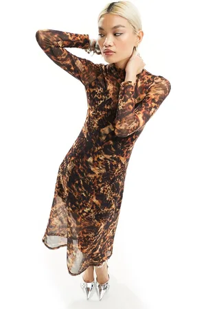 AllSaints Hanna Spark - Vestito midi in rete con stampa