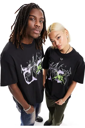 Weekday T-shirt oversize unisex nera con grafica stampata - In esclusiva per ASOS