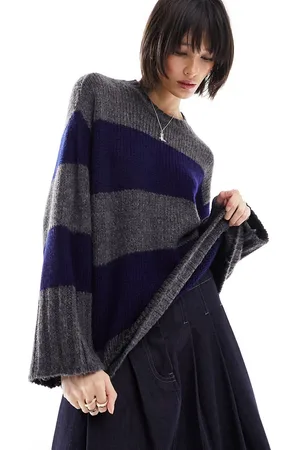 ASOS Maglione oversize grigio antracite e blu navy a righe