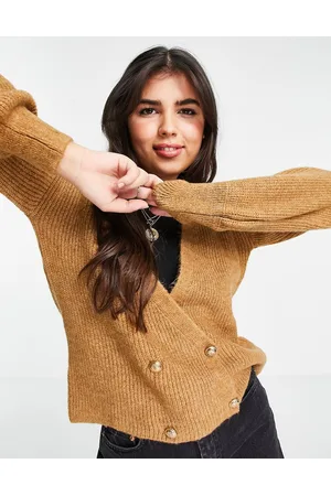Lipsy London Cardigan in maglia con bottoni color cammello