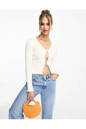& OTHER STORIES Cardigan con volant sulle maniche e allacciatura frontale sporco