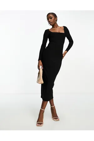 Public Desire Vestito midi con doppia fodera e scollo squadrato