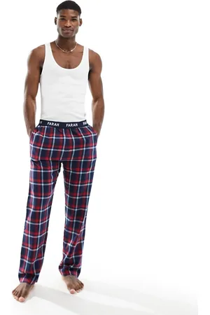 Farah Dybell - Pantaloni da casa in flanella a quadri color e rosso