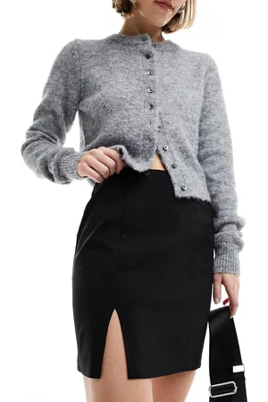 Miss Selfridge Minigonna nera in bengalina con cuciture