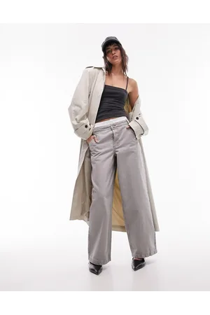 Topshop Pantaloni a fondo ampio slavato con inserto stile boxer in vita