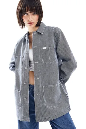 Lee Camicia giacca taglio lungo in denim a righe