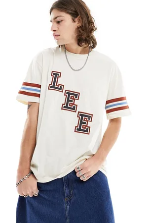 Lee T-shirt oversize écru con logo stile college