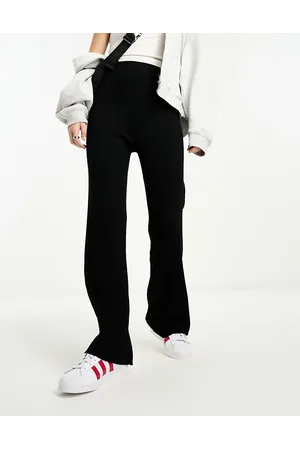 Gianni Feraud Pantaloni a fondo ampio neri in maglia a coste