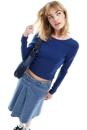 Noisy May Top aperto dietro a maniche lunghe blu