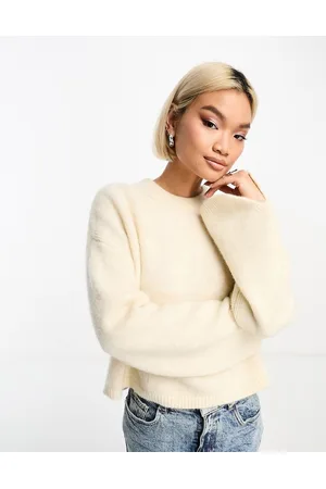 ASOS Maglione girocollo color crema in misto lana d