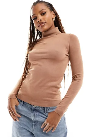 Pimkie Top a collo alto in maglia color cammello