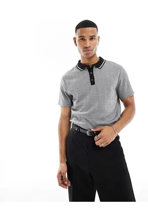 ASOS Polo a maniche corte bianca e nera a quadri