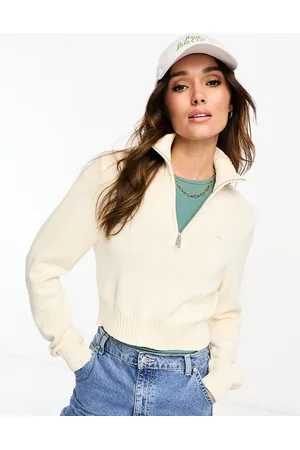 adidas Essentials - Maglione premium beige con zip corta