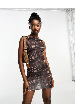 Tammy Girl Vestito corto sinuoso con motivo patchwork effetto pelle e scollo a barchetta