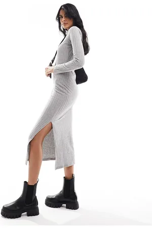 New Look Vestito midi a maniche lunghe accollato
