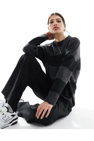 New Look Maglione oversize a righe nere e antracite