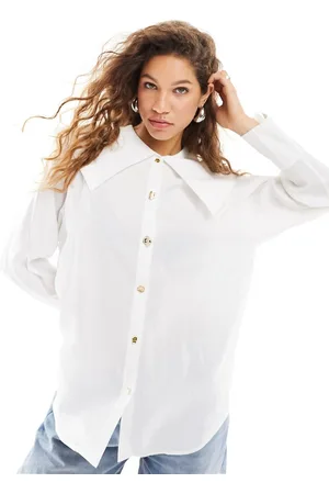 Urban Revivo Camicia oversize color avorio con colletto