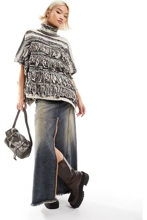 Urban Revivo Poncho a righe con frange
