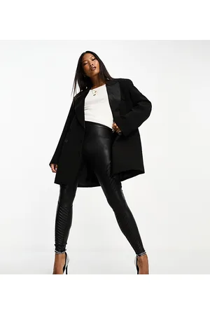 Spanx Petite - Leggings stile motociclista neri in pelle sintetica