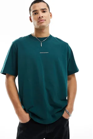 Abercrombie & Fitch T-shirt oversize pesante scuro lucido con logo piccolo