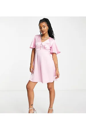 Flounce London Vestito corto in raso con maniche con volant