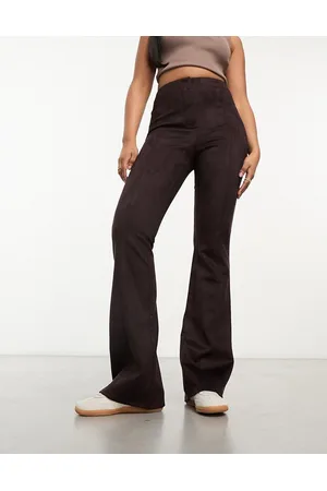 River Island Pantaloni bootcut marroni in camoscio sintetico