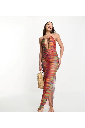 ASOS ASOS DESIGN Tall - Gonna da mare lunga in rete con stampa zebrata stile heat map