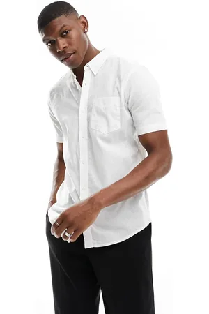 French Connection Camicia a maniche corte in lino bianca
