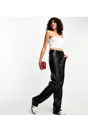 ASOS ASOS DESIGN Tall - Pantaloni dritti in pelle sintetica neri