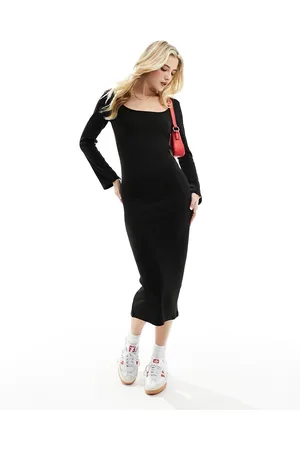 New Look Vestito midi con scollo rotondo a maniche lunghe