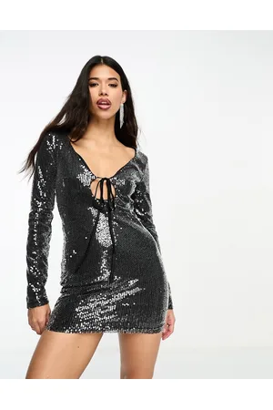 KYÒ The Brand - Vestito corto canna di fucile con laccetti, paillettes e apertura a goccia