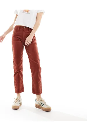 Lee Lee - Carol - Pantaloni dritti in tessuto a coste color ruggine