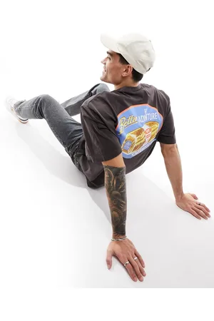 ASOS ASOS - Crooked Tongues - T-shirt oversize premium nera con stampa stile cartoon sul retro
