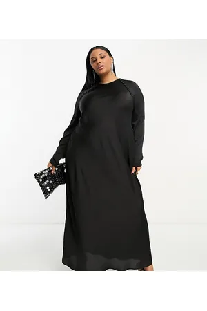 ASOS ASOS DESIGN Curve - Vestito lungo asimmetrico in raso con bottoni