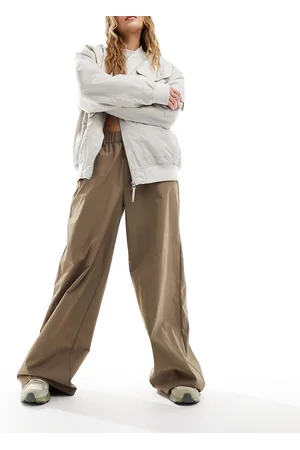 Noisy May Pantaloni a vita alta con fondo ampio color cuoio