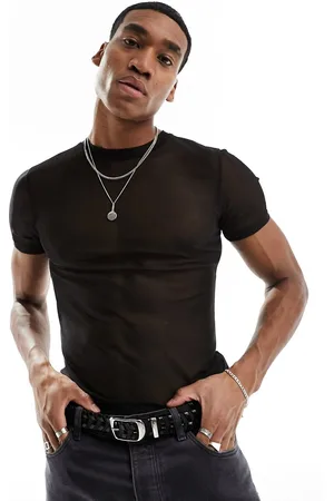 ASOS T-shirt attillata nera in rete