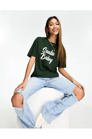 In The Style T-shirt natalizia smeraldo con motivo "Santa Baby"