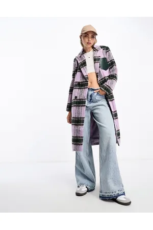 Urban Revivo Cappotto sartoriale lilla a quadri con toppa applicata