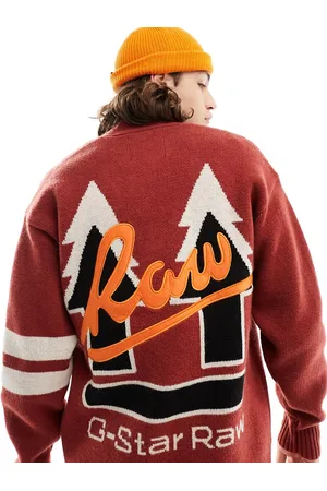 G-Star Cardigan bruciato con grafiche stile college e ricamo sul retro