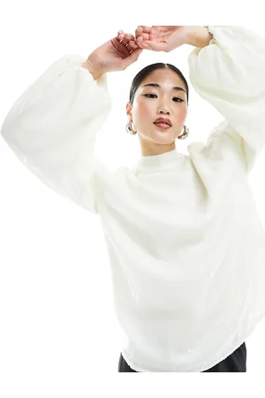 & OTHER STORIES Blusa bianca con maniche voluminose e paillettes