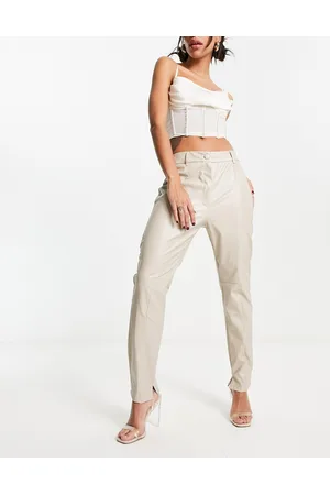 I saw it first Pantaloni skinny in pelle sintetica color pietra