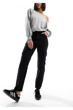 Noisy May Moni - Jeans cargo multitasche slavato a vita alta