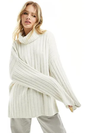 Pimkie Maglione dolcevita beige con spacco laterale